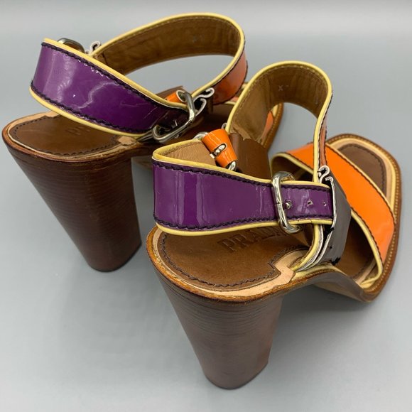 Prada Orange and Purple Sandals in Patent Leather (38,5)  - FL-SH-022 - Picture 8 of 11